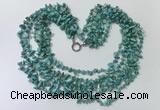 CGN727 19.5 inches stylish 6 rows turquoise chips necklaces