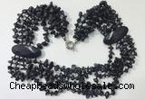 CGN767 20 inches stylish 6 rows blue goldstone chips necklaces