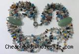 CGN770 20 inches stylish 6 rows mix gemstone chips necklaces