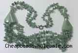 CGN785 23.5 inches stylish green aventurine chips necklaces