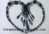 CGN813 19.5 inches chinese crystal & blue goldstone statement necklaces