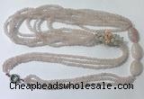 CGN845 30 inches trendy rose quartz long beaded necklaces