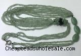 CGN846 30 inches trendy green aventurine long beaded necklaces