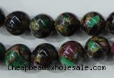 CGO05 15.5 inches 12mm round gold multi-color stone beads