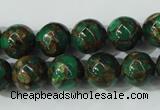 CGO104 15.5 inches 12mm round gold green color stone beads