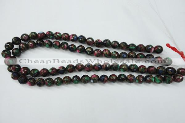 CGO14 15.5 inches 10mm faceted round gold multi-color stone beads