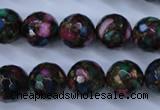 CGO17 15.5 inches 16mm faceted round gold multi-color stone beads