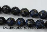 CGO174 15.5 inches 12mm faceted round gold blue color stone beads