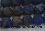 CGO263 15.5 inches 10mm round matte gold multi-color stone beads