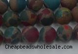 CGO267 15.5 inches 8mm round matte gold multi-color stone beads