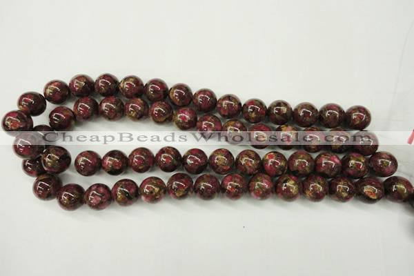 CGO56 15.5 inches 14mm round gold red color stone beads