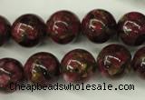 CGO58 15.5 inches 18mm round gold red color stone beads