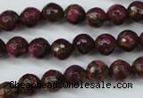 CGO62 15.5 inches 6mm faceted round gold red color stone beads