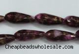 CGO84 15.5 inches 12*40mm faceted teardrop gold red color stone beads