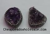 CGP1538 30*40mm - 35*45mm freeform druzy amethyst pendants