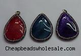 CGP1547 40*60mm flat teardrop agate pendants wholesale