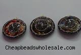 CGP1575 35mm coin sea sediment jasper pendants wholesale