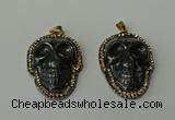 CGP159 25*35mm skull hematite gemstone pendants wholesale