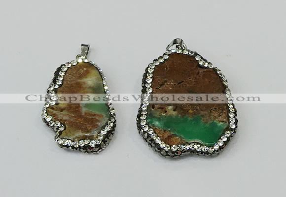 CGP221 20*35mm - 30*40mm freeform australia chrysoprase pendants