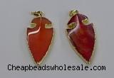 CGP3004 22*45mm arrowhead agate gemstone pendants wholesale