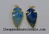 CGP3005 22*45mm arrowhead agate gemstone pendants wholesale