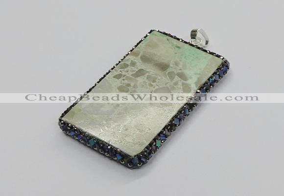 CGP3022 30*60mm - 40*60mm rectangle green apple jasper pendants