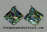 CGP306 35*35mm diamond abalone shell pendants wholesale