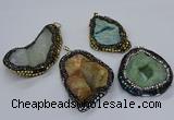 CGP3085 40*50mm - 45*55mm freeform druzy agate pendants