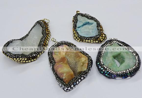 CGP3085 40*50mm - 45*55mm freeform druzy agate pendants