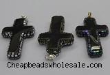 CGP3098 35*55mm cross agate gemstone pendants wholesale