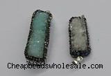 CGP3101 15*45mm - 15*55mm rectangle druzy agate pendants