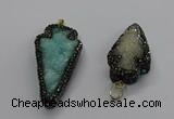 CGP3106 20*40mm - 25*45mm arrowhead druzy agate pendants