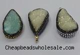 CGP3113 30*55mm flat teardrop druzy agate pendants wholesale