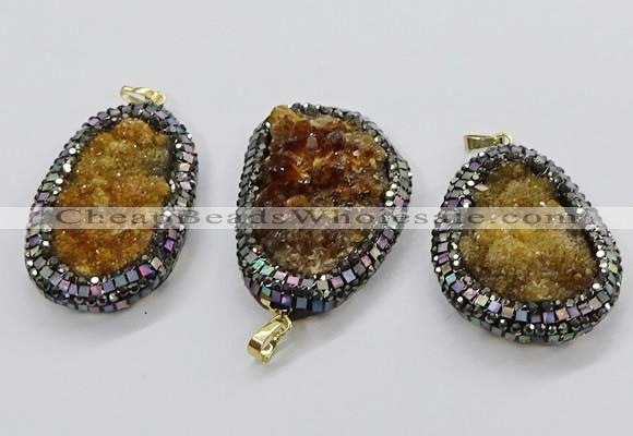 CGP3127 30*50mm - 35*55mm freeform druzy agate pendants