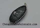 CGP3130 25*50mm - 25*55mm oval druzy agate pendants wholesale