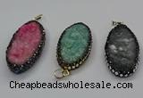 CGP3133 25*50mm - 25*55mm oval druzy agate pendants wholesale