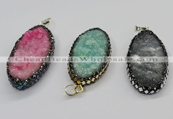 CGP3133 25*50mm - 25*55mm oval druzy agate pendants wholesale