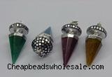 CGP3155 22*50mm faceted cone agate gemstone pendants wholesale