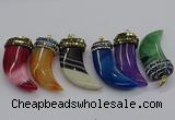 CGP3168 20*50mm - 25*55mm horn agate gemstone pendants