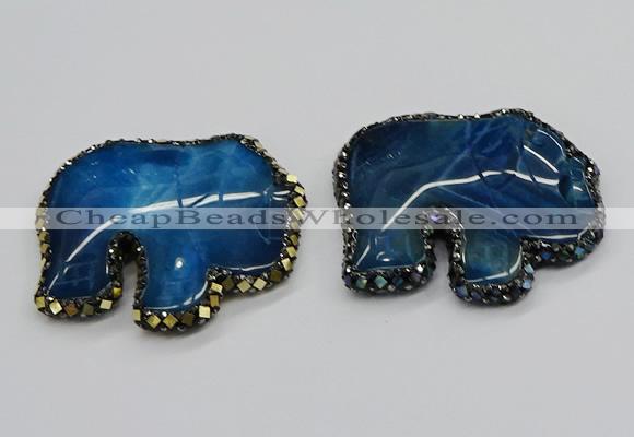 CGP3174 50*55mm elephant agate gemstone pendants wholesale