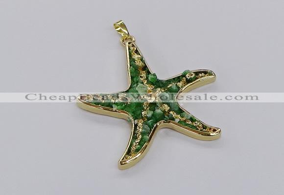 CGP3235 55*58mm starfish druzy agate pendants wholesale