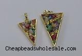 CGP3262 25*40mm - 30*50mm triangle druzy agate pendants wholesale