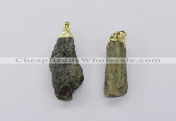 CGP3268 15*40mm - 20*55mm nuggets green kyanite pendants