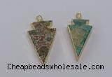 CGP3276 25*50mm - 30*55mm arrowhead ocean agate pendants