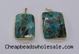 CGP3280 30*50mm - 35*55mm faceted rectangle ocean agate pendants