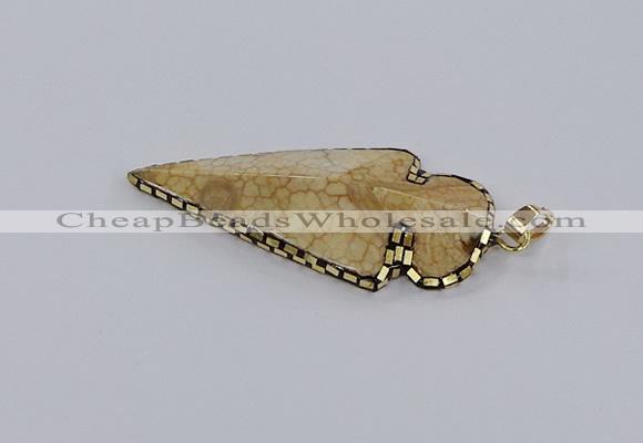 CGP3287 25*55mm - 28*55mm arrowhead agate pendants wholesale