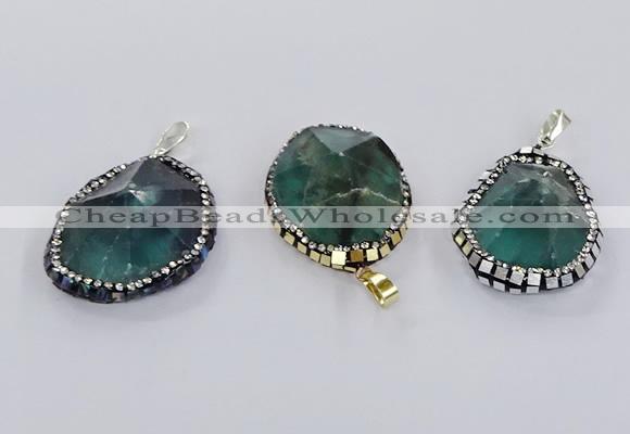 CGP3293 25*30mm - 30*35mm faceted freeform fluorite pendants