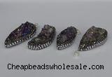 CGP3387 18*40mm - 22*45mm freeform plated druzy amethyst pendants