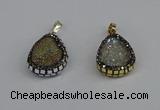 CGP3391 18*25mm flat teardrop plated druzy agate pendants