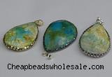 CGP3403 30*40mm - 30*45mm faceted flat teardrop agate pendants